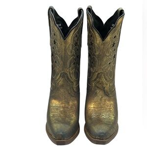 Boots J.B. Dillon Bronze Star Ankle Boots metallic gold with teal bluish color